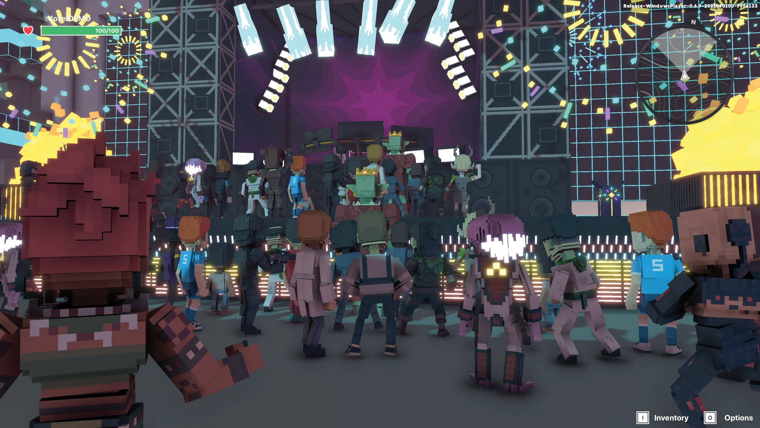 Avatares Voxel bailando en el Sandbox 