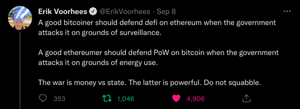 El tuit de bitcoin de Erik Voorheen